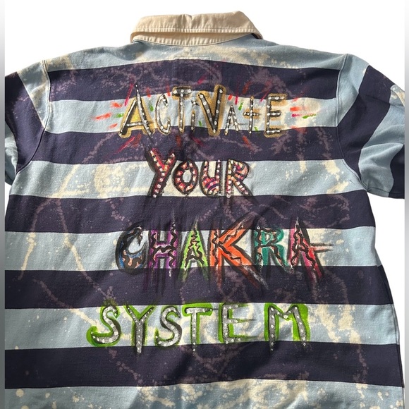 Wild Woman Twin Flame Hand Painted Up Cycled Vintage 1980s LL Bean Rugby - Picture 6 of 7